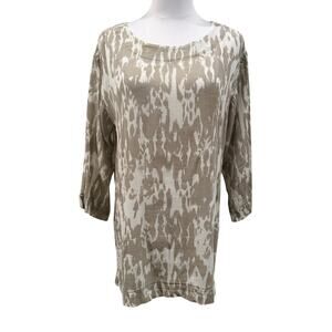 Pure Jill Tunic Top Cotton Blend Small Beige Resort Coastal Chic Vacation Summer